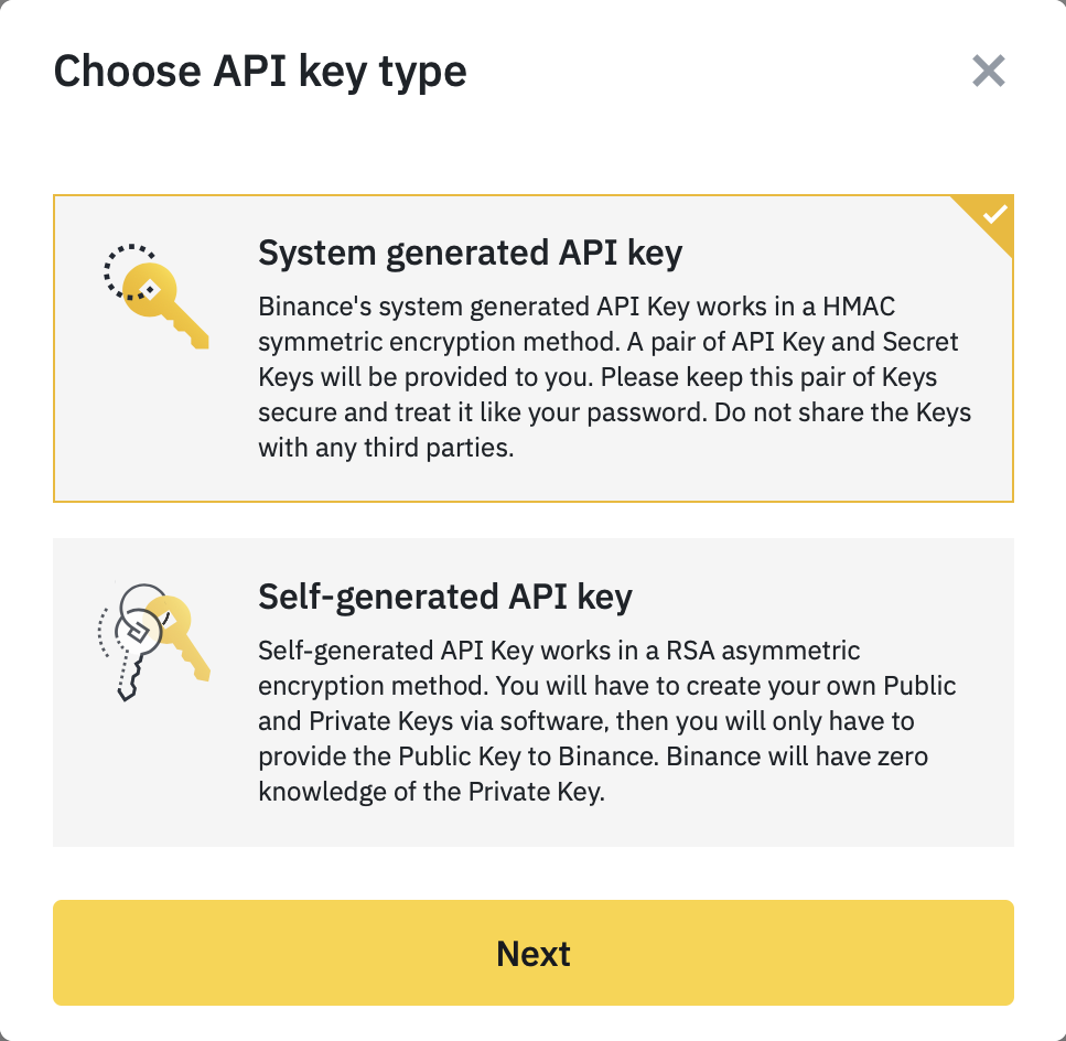 api key type select